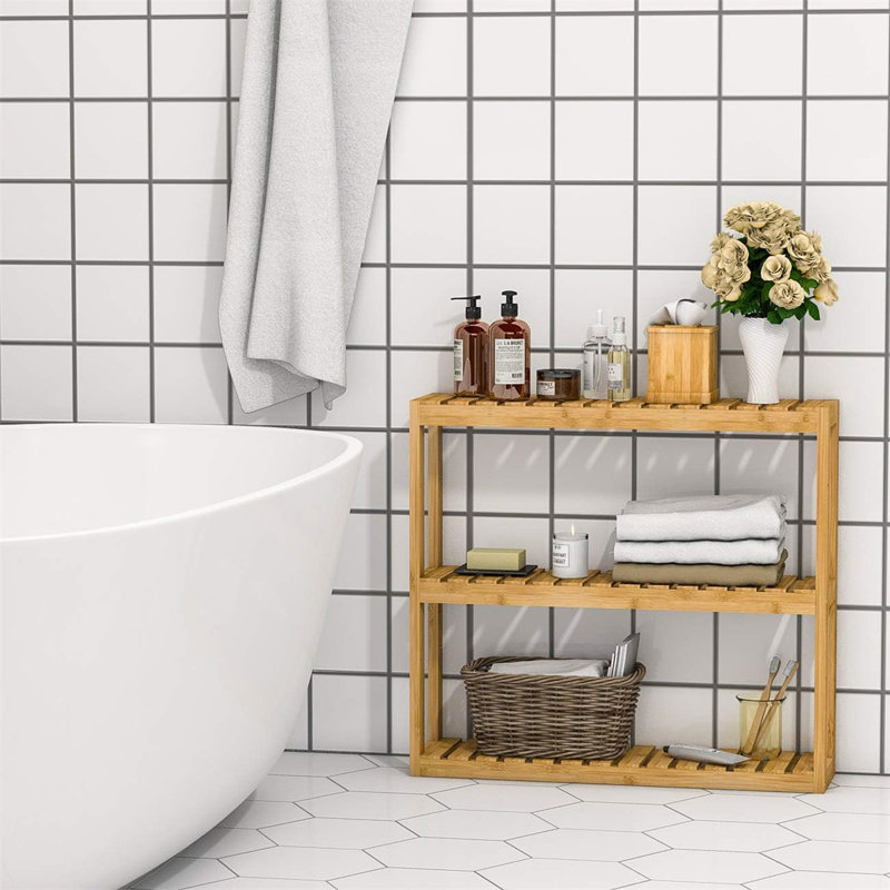 Rebrilliant Brunetto Bamboo Bathroom Shelf Reviews Wayfair